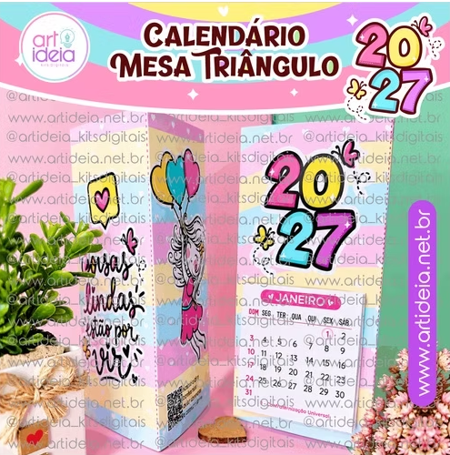 Kit-Digital-ART-IDEIA-Calendario-Mesa-Triangulo-2027 Calendário Mesa Triângulo - Imagem 1