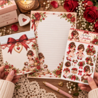 Kit Digital Envelope + Carta A5 com Adesivos Coleção Meu Pequeno Jardim