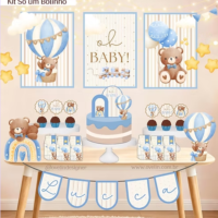 Kit Digital Festa Só Um Bolinho Ursinho Marrom e Azul