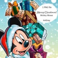 Kit Digital Mickey Mouse 005 Feliz Natal Mickey Clipart PNG