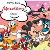 Kit Digital Mickey Mouse 008 Maratona Esportiva Clipart PNG