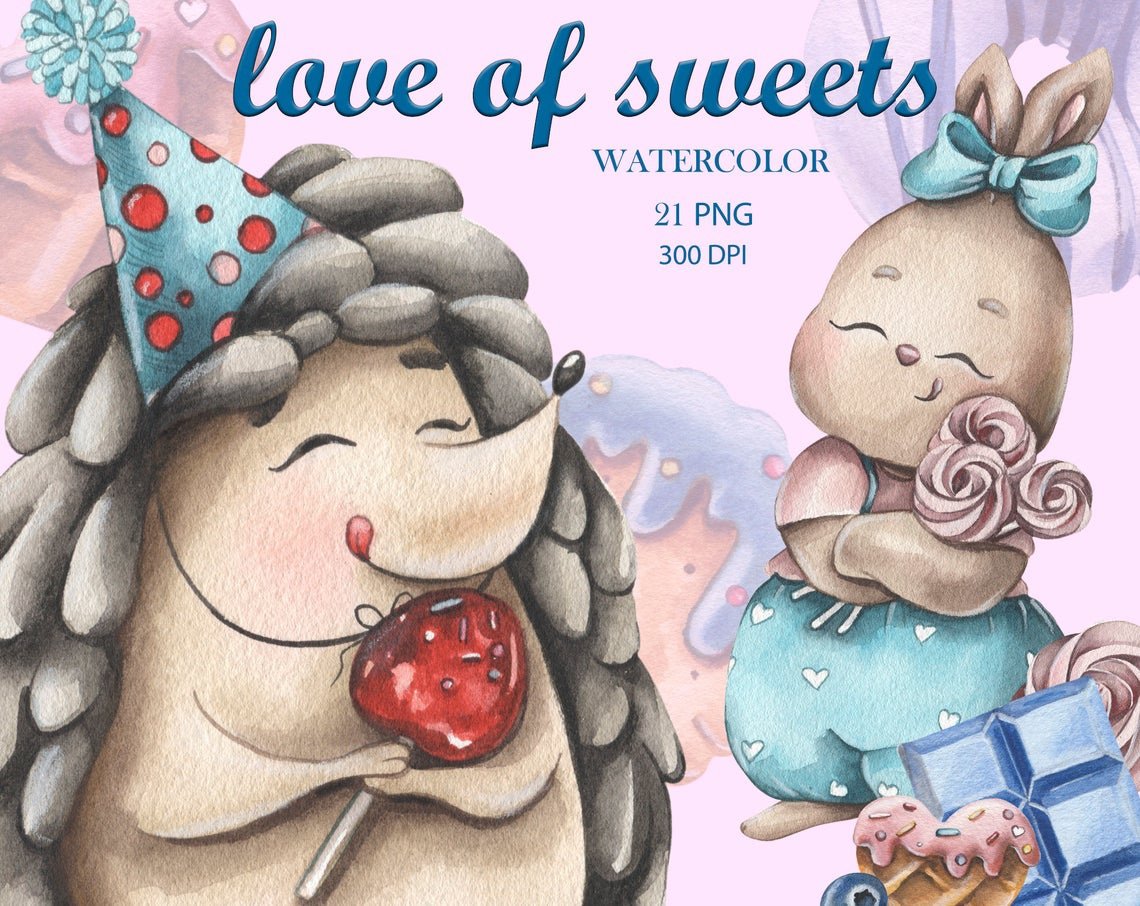 Kit-Digital-Ouricos-Doces-e-Coelho-Aquarela-Clipart-PNG-001 Kit Digital Ouriços Doces e Coelho Aquarela Clipart PNG 001 - Imagem 1