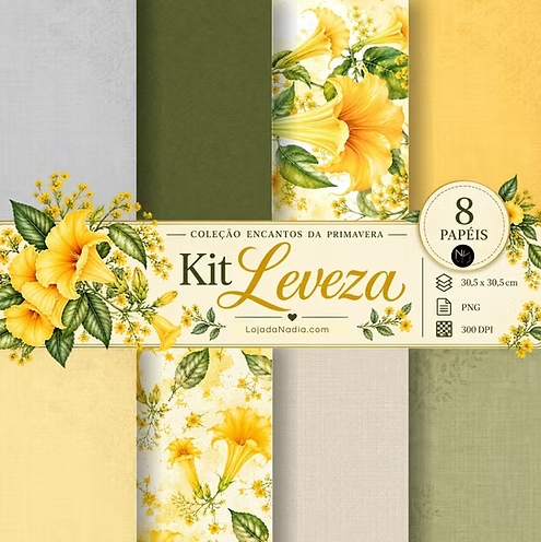 LEVEZA-Kit-8-PAPEIS-305X305-Col-Encantos-da-Primavera Leveza Kit 8 Papeis 30,5x30,5 Col Encantos da Primavera - Imagem 1