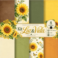 Luz & Vida Kit 8 Papeis 30,5x30,5 Girassol Col Encantos da Primavera