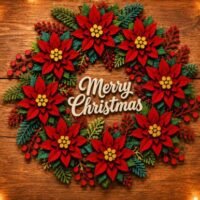 Merry Christmas Poinsettia Wreath 2052 156124571