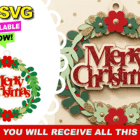 Merry Christmas Wreath Ornament 3D 158207147