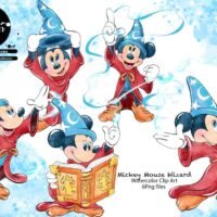 Kit Digital Mickey Mouse Wizard Watercolor