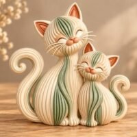 Mother And Baby Cat Sculpture 161106972