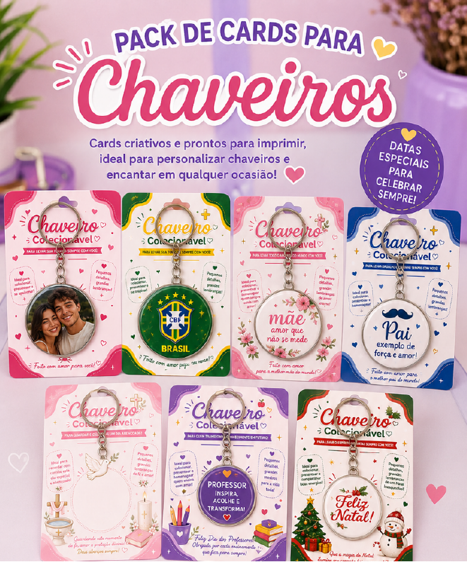 Pack-de-cards-para-chaveiro Pack de Cards para Chaveiro - Imagem 1