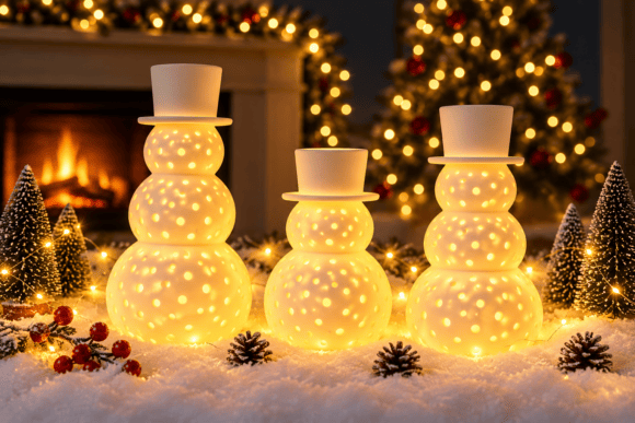 Perforated-Snowman-Candle-Holder-STL-161126121 Perforated Snowman Candle Holder Stl 161126121 - Imagem 1