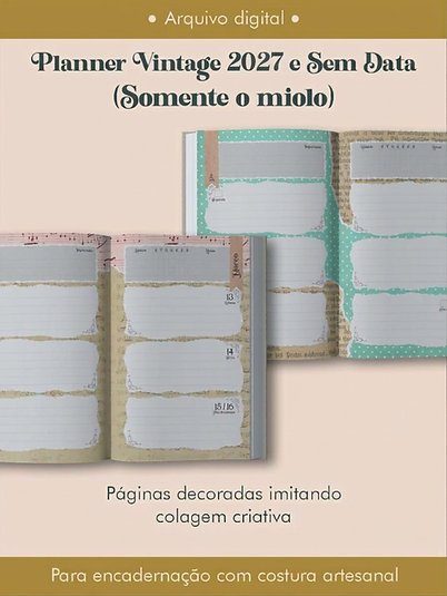 Planner-Vintage-Verde-Agua-2027-e-sem-data-Costura-1 Planner Vintage Verde Água e Sem Data Costura - Imagem 1