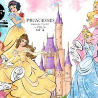 Kit Digital Princesas Disney Aquarela