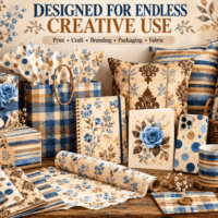 Vintage Blue Beige Farmhouse 160121710