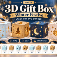 Winter Festive 3D Gift Box 160655069