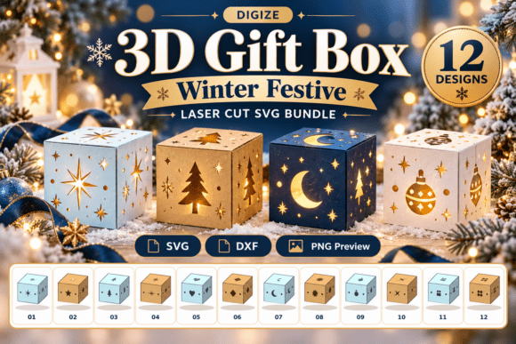Winter-Festive-3D-Gift-Box-160655069 Winter Festive 3D Gift Box 160655069 - Imagem 1