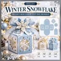Winter Snowflake 3D Gift Box Laser Cu 3D Svgs 160986679
