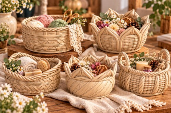 Woven-Storage-Baskets-STL-Set-159071037 Woven Storage Baskets Stl Set 159071037 - Imagem 1