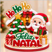Arquivo de Corte Topo de Bolo 48731 Ho Ho Ho Feliz Natal Cenário 16