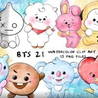 Kit Digital Bts Aquarelado