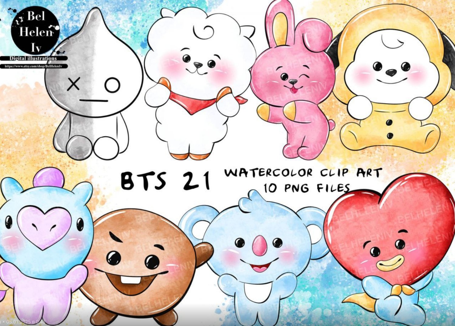 kit-digital-BTS-aquarelado Kit Digital Bts Aquarelado - Imagem 1