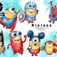 kit digital Minions Watercolor Hero